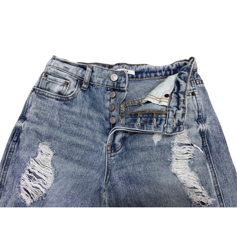 PacSun Baggy Jean Womens Size 25 Blue Distressed Ripped High Waisted Wide Leg - Picture 3 of 8